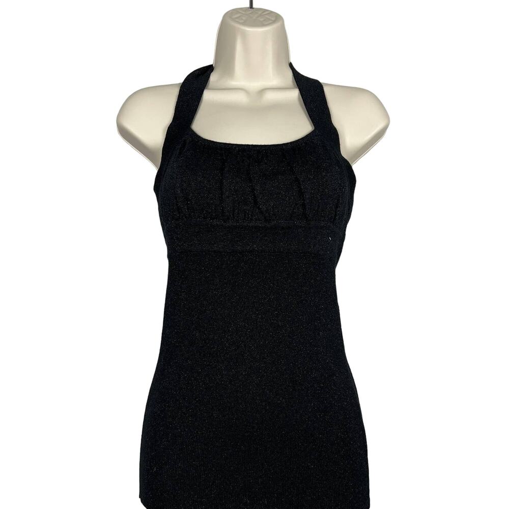 Guess Jeans Y2K Going Out Halter Top Black Metallic - M